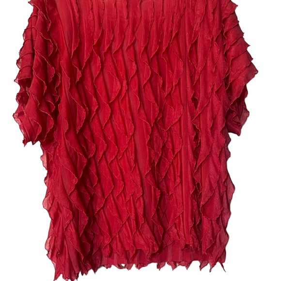 Pink Ruffle Short Puff Sleeve Blouse Shirt Women’s - Picture 10 of 12